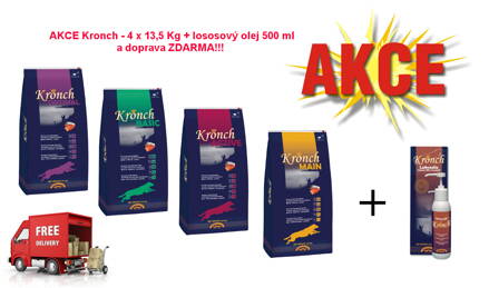 krmivo pro psy  Kronch 4 x 13,5 Kg ( 54 kg ) + 500 ml 